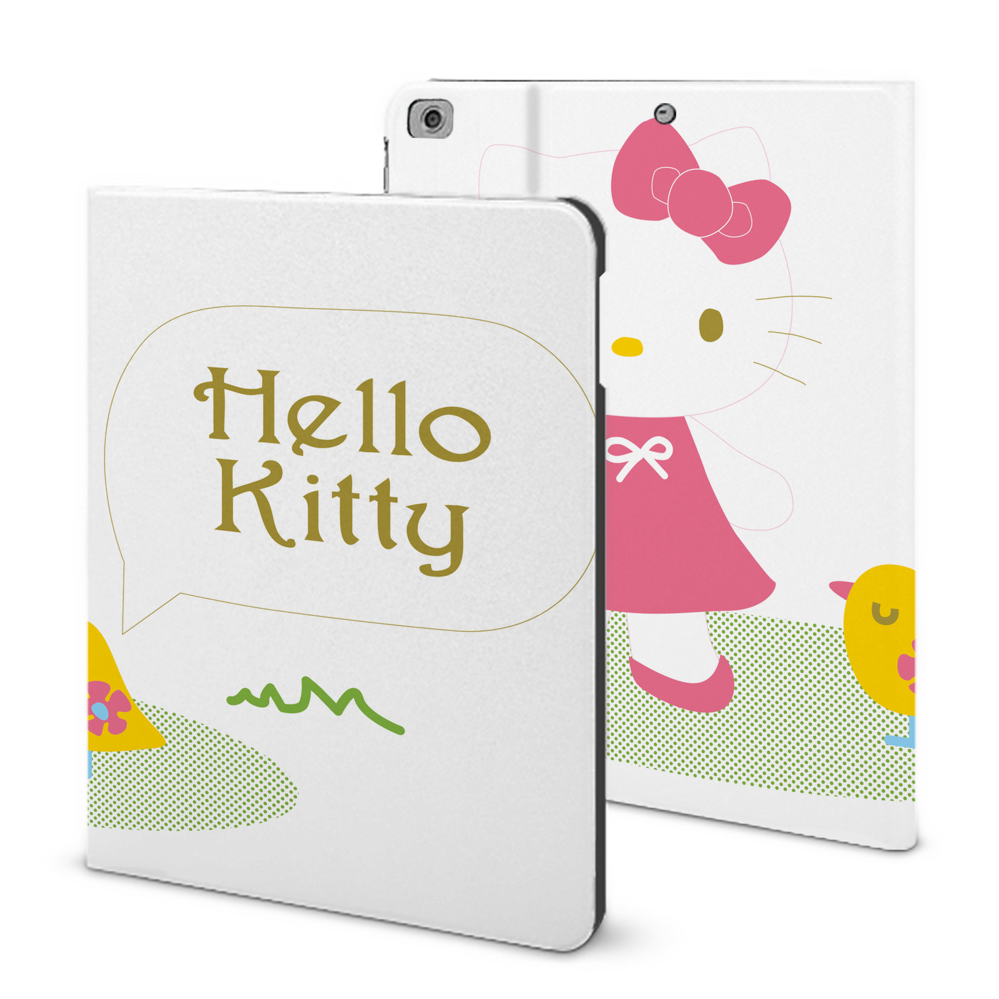 （画像用） Hello Kitty ハローキティ IPad ケース ブック型 PUレザー TPU 耐衝撃 軽量 薄型 ペン収納なし 全面保護 IPad 各モデル対応